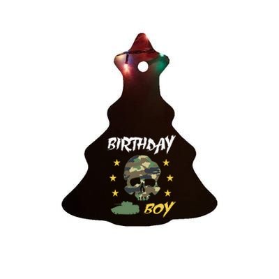 Tank Birthday Army Camouflage Skull Military Ceramic Tree Ornament