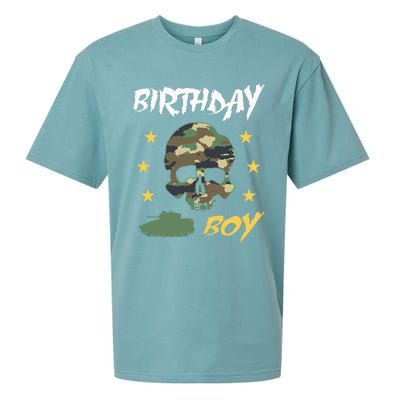 Tank Birthday Army Camouflage Skull Military Sueded Cloud Jersey T-Shirt