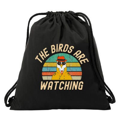 The Birds Are Watching Wake Up America Drawstring Bag