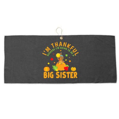 Thanksgiving Baby Announcement Big Sister Turkey Large Microfiber Waffle Golf Towel