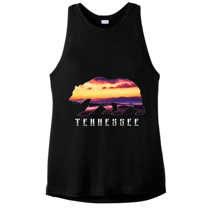 Tennessee Bear And Great Smoky Mountains Park Image Souvenir Gift Ladies PosiCharge Tri-Blend Wicking Tank