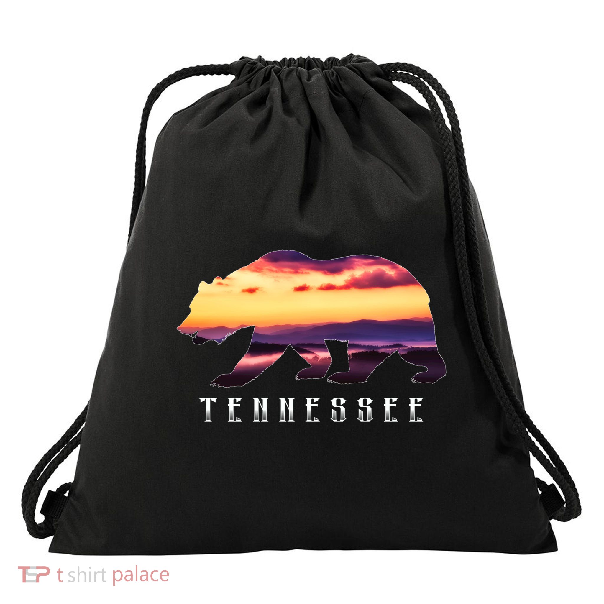 Tennessee Bear And Great Smoky Mountains Park Image Souvenir Gift Drawstring Bag