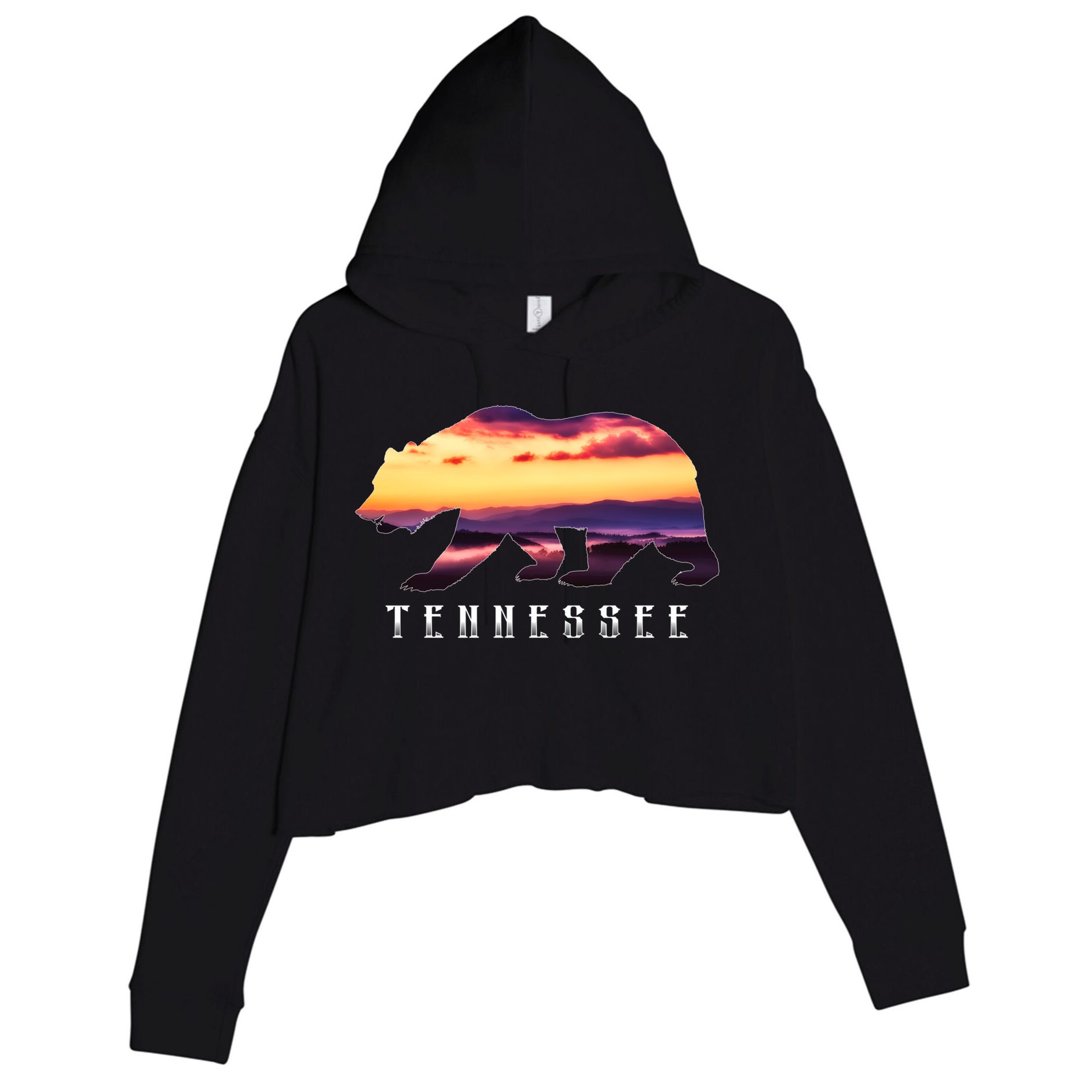 Tennessee Bear And Great Smoky Mountains Park Image Souvenir Gift Crop Fleece Hoodie