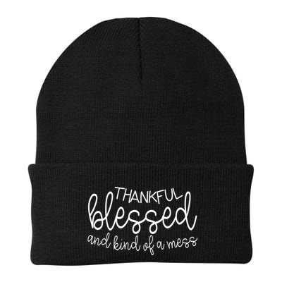 Thankful Blessed And Kind Of A Mess Funny Knit Cap Winter Beanie