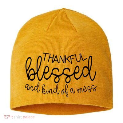 Thankful Blessed And Kind Of A Mess Funny Sustainable Beanie