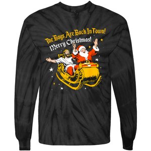 The Boy Are Bach In Town Merry Christmas Santa Tie-Dye Long Sleeve Shirt