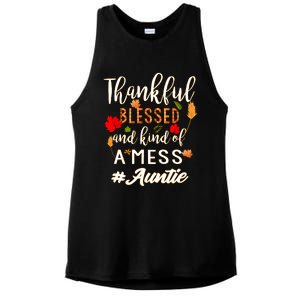 Thankful Blessed And Kind Of A Mess Auntie Thanksgiving Funny Gift Ladies PosiCharge Tri-Blend Wicking Tank