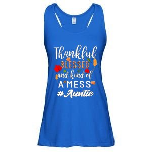 Thankful Blessed And Kind Of A Mess Auntie Thanksgiving Funny Gift Ladies Essential Flowy Tank