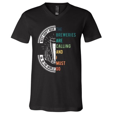 The Breweries Are Calling And I Must Go V-Neck T-Shirt