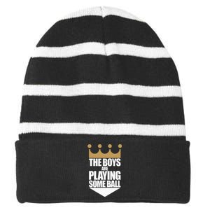 The Boy Are Playing Some Ball Striped Beanie with Solid Band