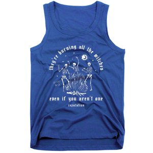 Theyre Burning All The Witches Halloween Skeleton Dancing Tank Top