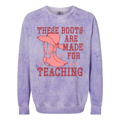 These Boots Are Made For Teaching Boho Western Teacher Colorblast Crewneck Sweatshirt