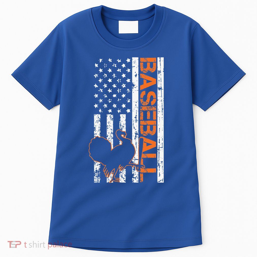 Turkey Baseball American Flag Thanksgiving Day Sport Fall Tall T-Shirt