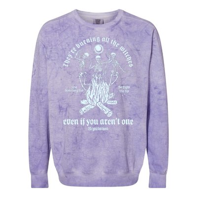 TheyRe Burning All The Witches Even If You ArenT One Dancing Skeletons Colorblast Crewneck Sweatshirt