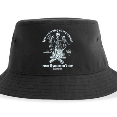 TheyRe Burning All The Witches Even If You ArenT One Dancing Skeletons Sustainable Bucket Hat
