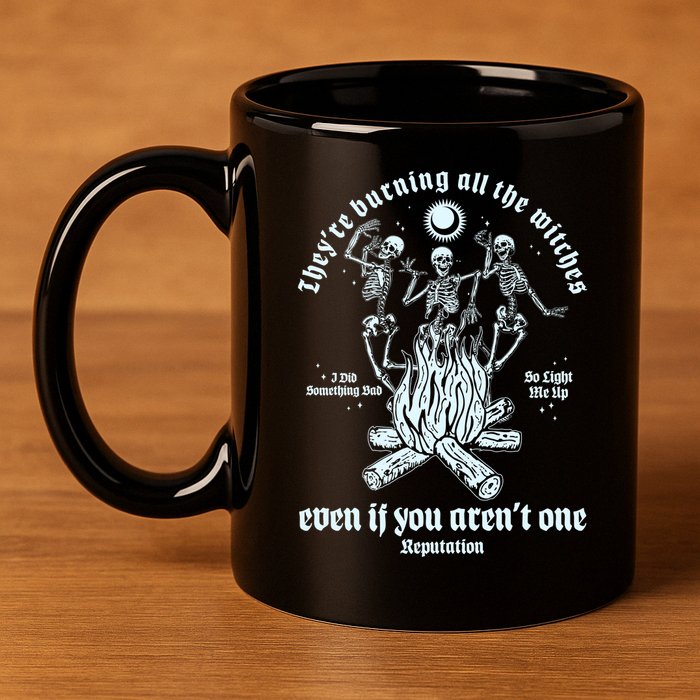 TheyRe Burning All The Witches Even If You ArenT One Dancing Skeletons 11oz C Handle Ceramic Mug