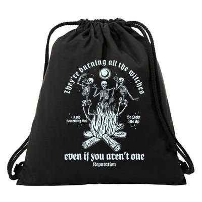 TheyRe Burning All The Witches Even If You ArenT One Dancing Skeletons Drawstring Bag