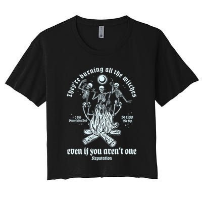 TheyRe Burning All The Witches Even If You ArenT One Dancing Skeletons Crop Top