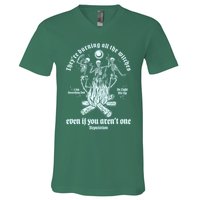 TheyRe Burning All The Witches Even If You ArenT One Dancing Skeletons V-Neck T-Shirt