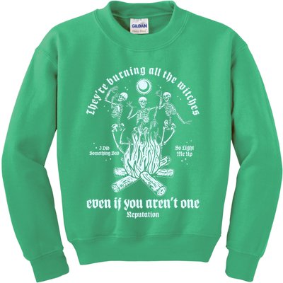 TheyRe Burning All The Witches Even If You ArenT One Dancing Skeletons Kids Sweatshirt