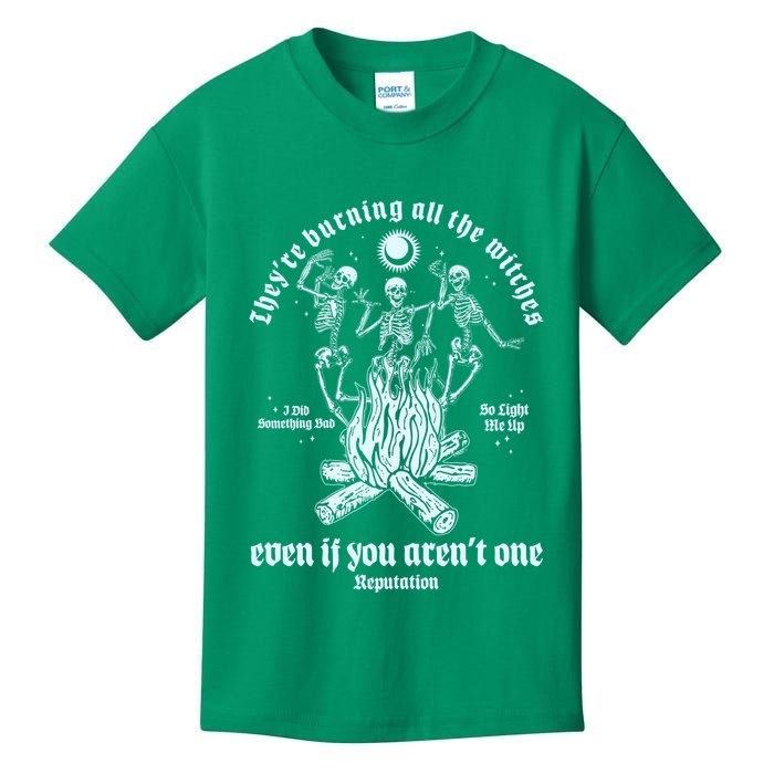 TheyRe Burning All The Witches Even If You ArenT One Dancing Skeletons Kids T-Shirt