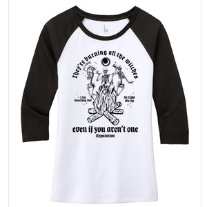 TheyRe Burning All The Witches Even If You ArenT One Dancing Skeletons Women's Tri-Blend 3/4-Sleeve Raglan Shirt