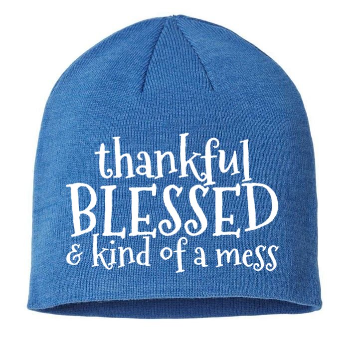 Thankful Blessed And Kind Of A Mess Thanksgiving Day Gift Sustainable Beanie