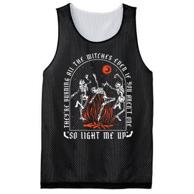 TheyRe Burning All The Witches Dancing Skeleton Mesh Reversible Basketball Jersey Tank