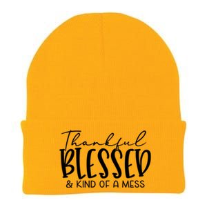 Thankful Blessed And Kind Of A Mess Funny Fall Autumn Mood Funny Gift Knit Cap Winter Beanie