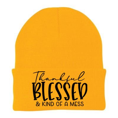 Thankful Blessed And Kind Of A Mess Funny Fall Autumn Mood Funny Gift Knit Cap Winter Beanie