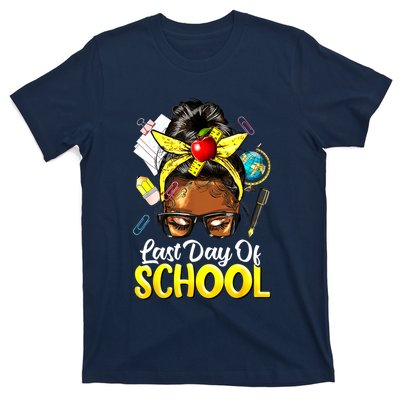 Teacher Black Afro African American Women Last Day Of School T-Shirt