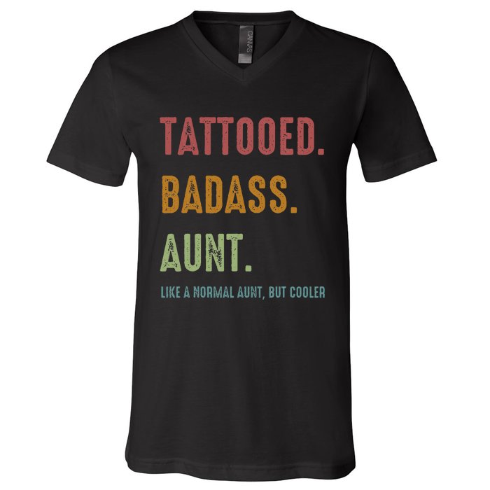 Tattooed Badass Aunt Inked V-Neck T-Shirt