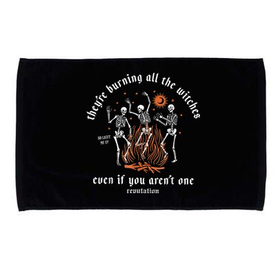 TheyRe Burning All The Witches Halloween Skeleton Dancing Microfiber Hand Towel