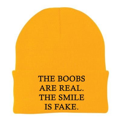 The Boobs Are Real The Smile Is Fake Funny Knit Cap Winter Beanie