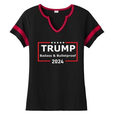 Trump Badass And Bulletproof 2024 Ladies Halftime Notch Neck Tee