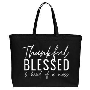 Tankful Blessed And Kind Of A Mess Fall Thanksgiving Cool Gift Cotton Canvas Jumbo Tote