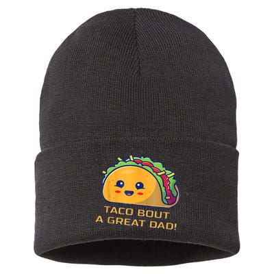 Taco Bout A Great Dad! Funny Dad Joke Sustainable Knit Beanie