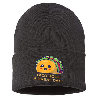 Taco Bout A Great Dad! Funny Dad Joke Sustainable Knit Beanie