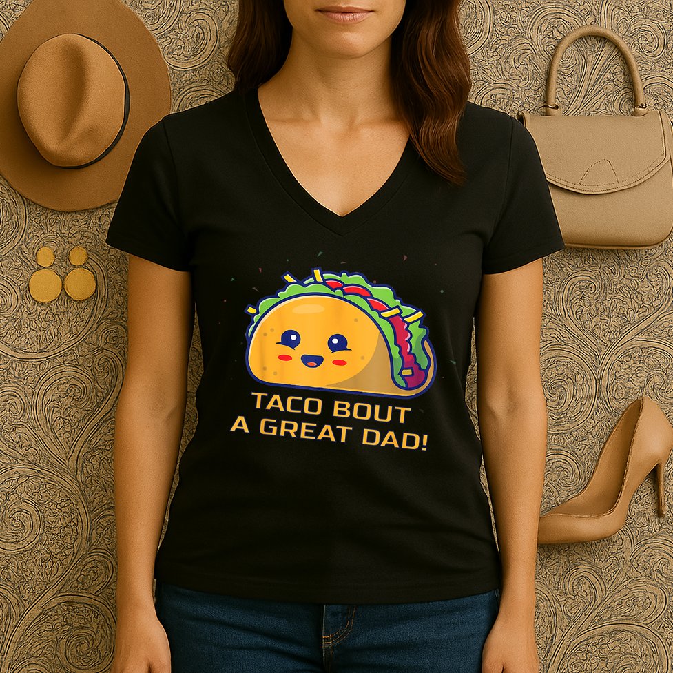 Taco Bout A Great Dad! Funny Dad Joke Women's V-Neck T-Shirt