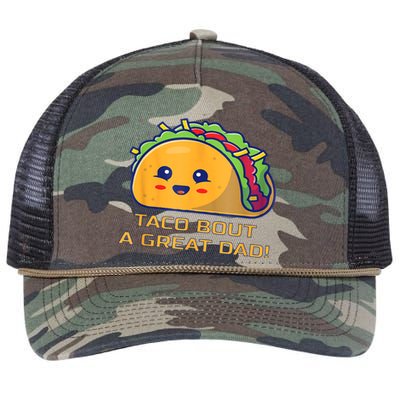 Taco Bout A Great Dad! Funny Dad Joke Retro Rope Trucker Hat Cap