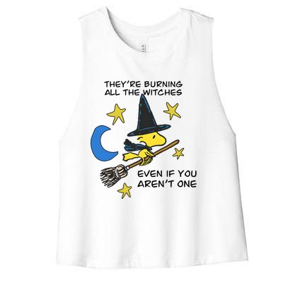 They’Re Burning All The Witches Even If You Aren’T One Women's Racerback Cropped Tank