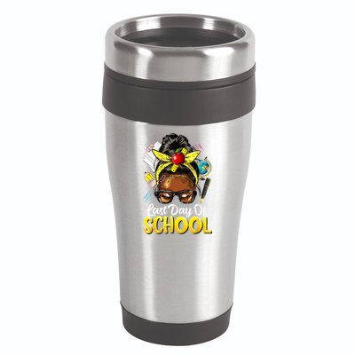 Teacher Black Afro African American Last Day Of School 16oz Travel Tumbler