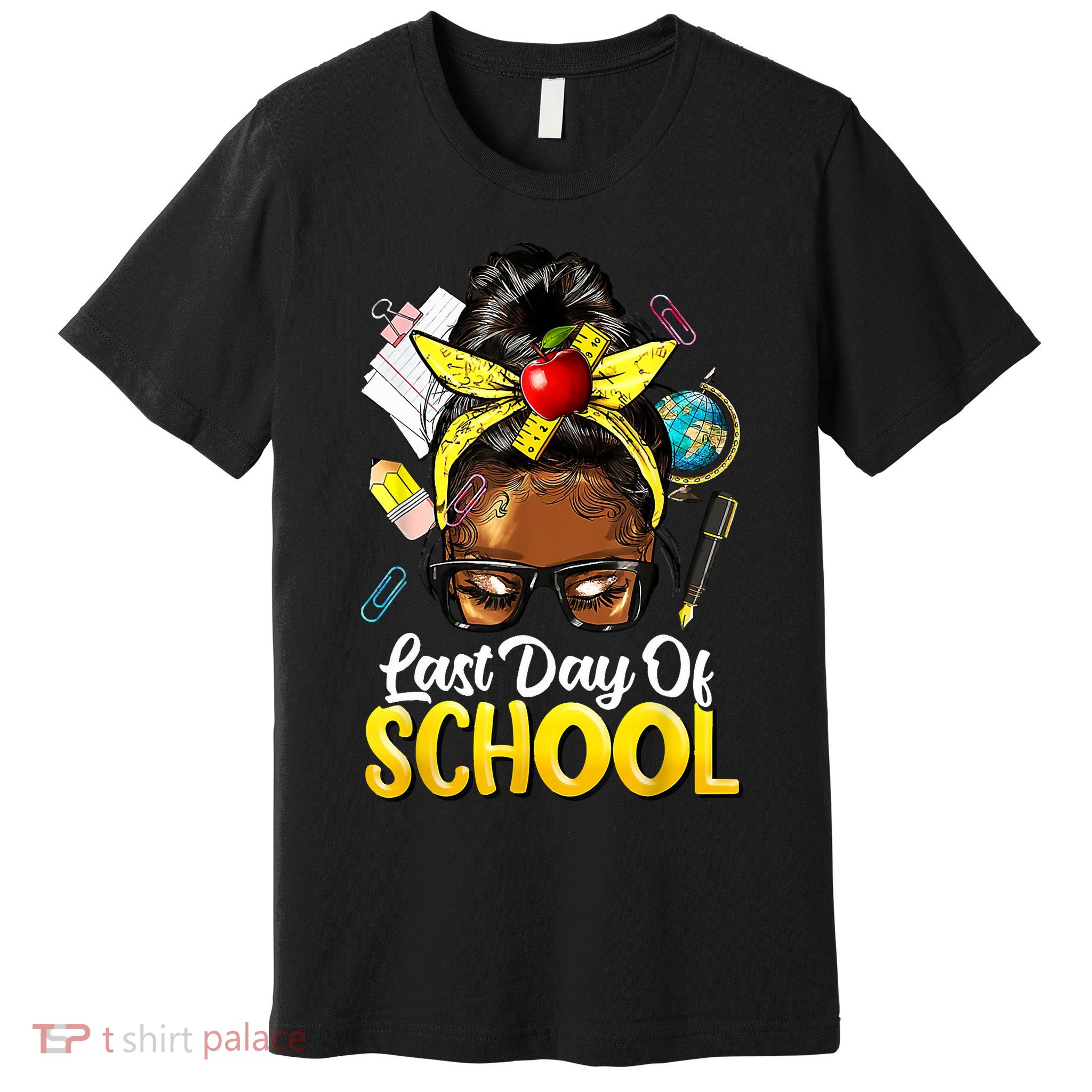 Teacher Black Afro African American Last Day Of School Premium T-Shirt