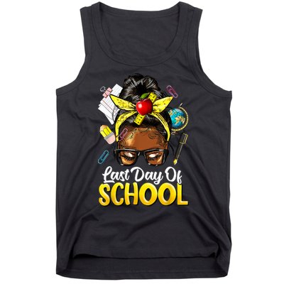 Teacher Black Afro African American Last Day Of School Tank Top