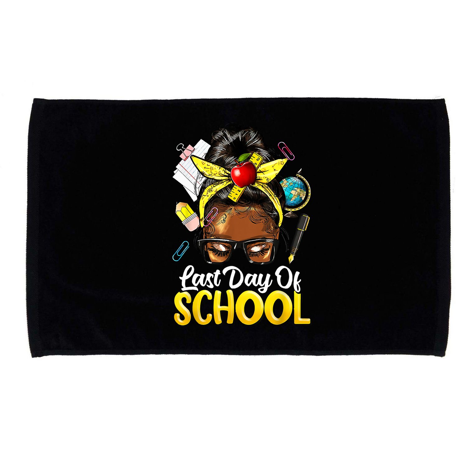 Teacher Black Afro African American Last Day Of School Microfiber Hand Towel