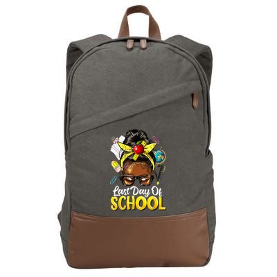 Teacher Black Afro African American Last Day Of School Cotton Canvas Backpack