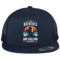 The Breweries Are Calling And I Must Go Funny Sasquatch Flat Bill Trucker Hat