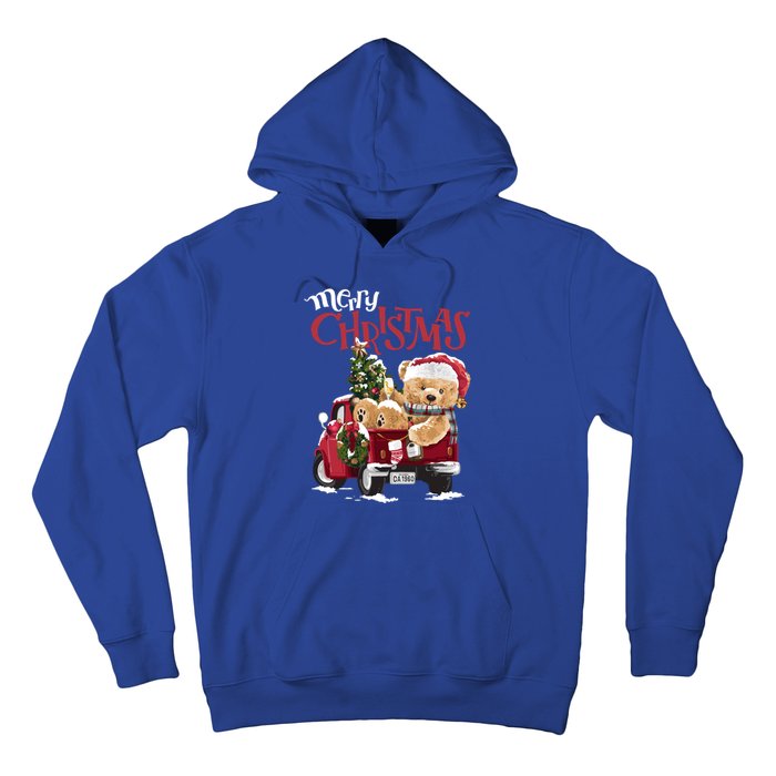 Teddy Bear And Christmas Tree In Red Truck Gift Hoodie