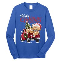 Teddy Bear And Christmas Tree In Red Truck Gift Long Sleeve Shirt