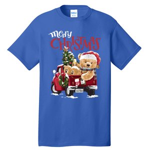 Teddy Bear And Christmas Tree In Red Truck Gift Tall T-Shirt